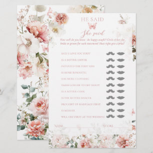Lámina La ducha de novias rosadas florales dijo: Juego