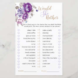 Lámina La Ducha Morada Floral De Novias Prefiere Jugar