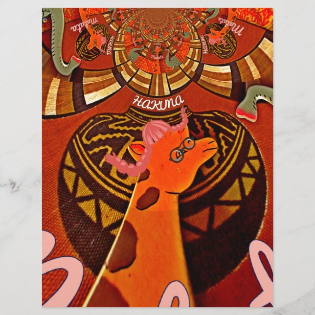 Lámina La elegante y divertida jirafa de estilo africano (Anverso)