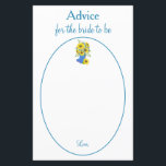Lámina La encantadora novia del girasol como consejo<br><div class="desc">Con un ilustracion de girasol azul y amarillo bonito,  estas tarjetas de consejo para novias presentan un hermoso texto azul dentro de un marco circular azul y blanco. Utilice las plantillas para un personalizar sencillo. ¡Elige la tuya! Diseño de invitaciones: Bodas de arte Floral de Rhoadie: AMBilustraciones http://www.etsy.com/shop/AMBillustrations/</div>