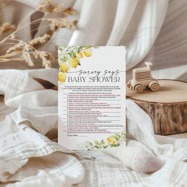 Lámina La encuesta de Baby Shower de limón cítricos dice  (Subido por el creador)