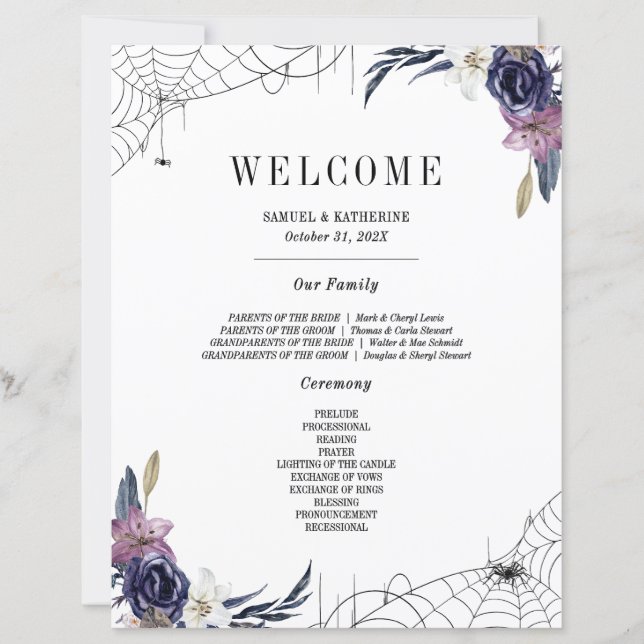 Lámina La familia de Bodas de Halloween presenta el signo (Anverso)