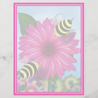 Lámina La fecha del almuerzo de Bee en la flor rosa