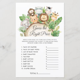 Lámina La jungla linda adivina el juego de Baby Shower de