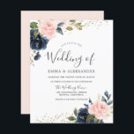 Lámina La Marina y Rubor en una invitación a una boda eco<br><div class="desc">Navy y Rubor en una invitación a una boda económica Una alternativa más barata que una invitación estándar.</div>