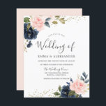 Lámina La Marina y Rubor en una invitación a una boda eco<br><div class="desc">Navy y Rubor en una invitación a una boda económica Una alternativa más barata que una invitación estándar.</div>