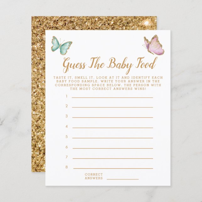 Lámina La mariposa adivina el juego de la ducha de comida (Anverso / Reverso)