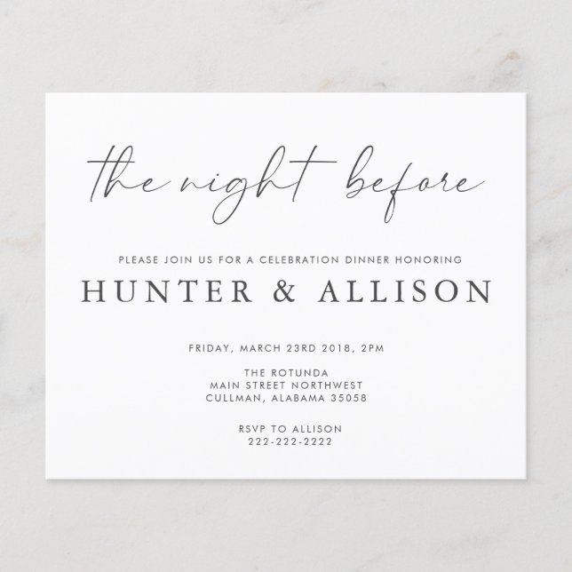 Lámina La noche anterior | Invitación (Anverso)