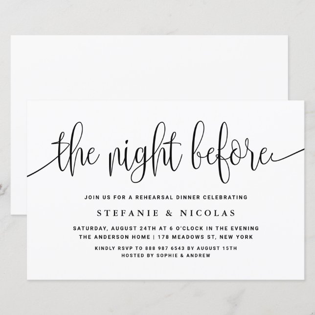 Lámina La noche antes del ensayo de escritura negra (Anverso / Reverso)