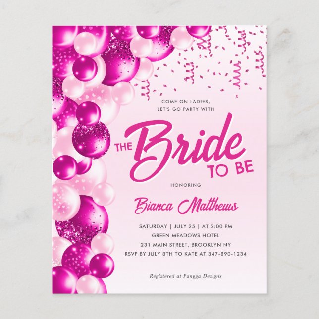 Lámina La novia de globo rosa caliente del presupuesto se (Anverso)