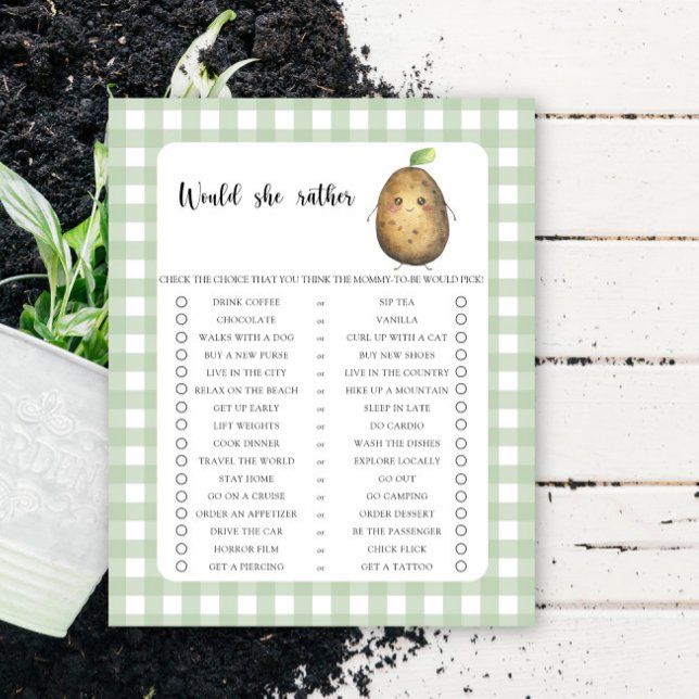 Lámina La Papa Preferiría Un Juego De Baby Shower (Subido por el creador)