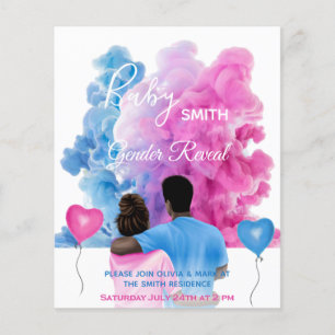 Lámina La pareja de humo rosa azul revela la invitación