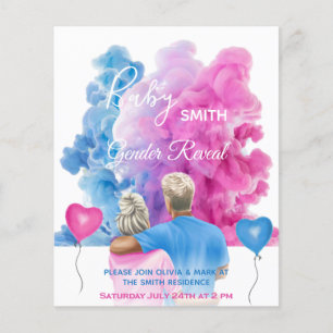Lámina La pareja de humo rosa azul revela la invitación