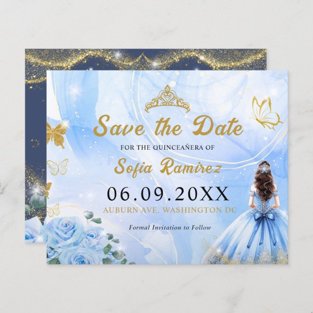 Lámina La Princesa Azul Presupuestaria Quinceañera Salva  (Anverso / Reverso)