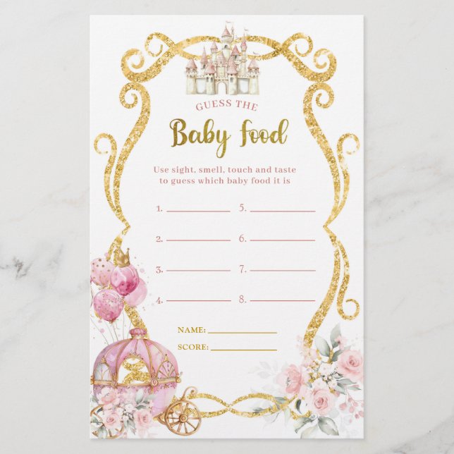 Lámina La princesa real adivina los juegos de comida para (Anverso)