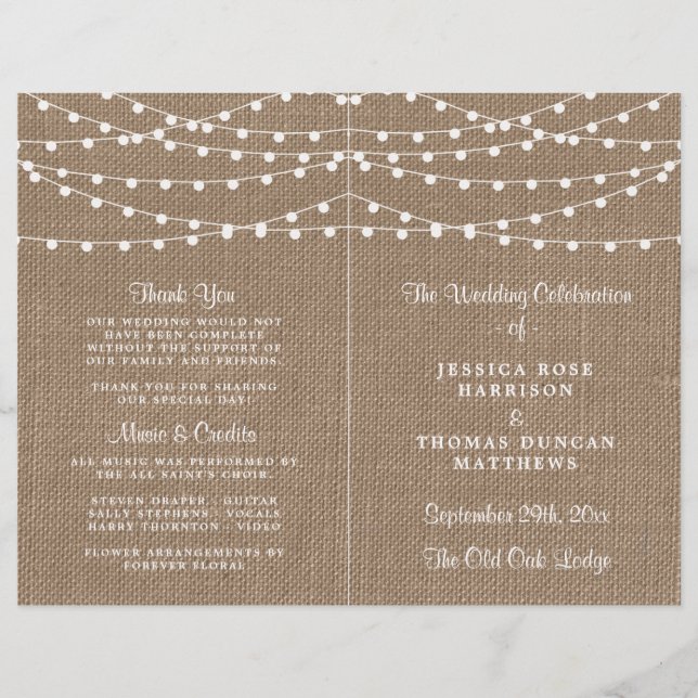 Lámina La Rustic Burlap String ilumina la colección Boda (Anverso)