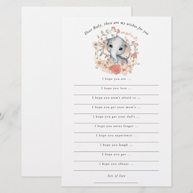 Lámina La selva elefante cute los deseos de la ducha de b (Anverso / Reverso)