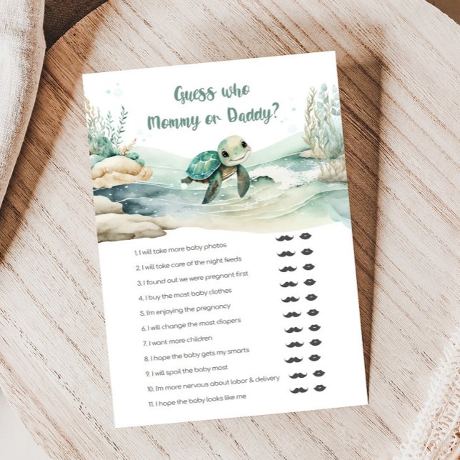 Lámina La tortuga marina Baby Shower adivina el juego de  (Sea Turtle Baby Shower Game)