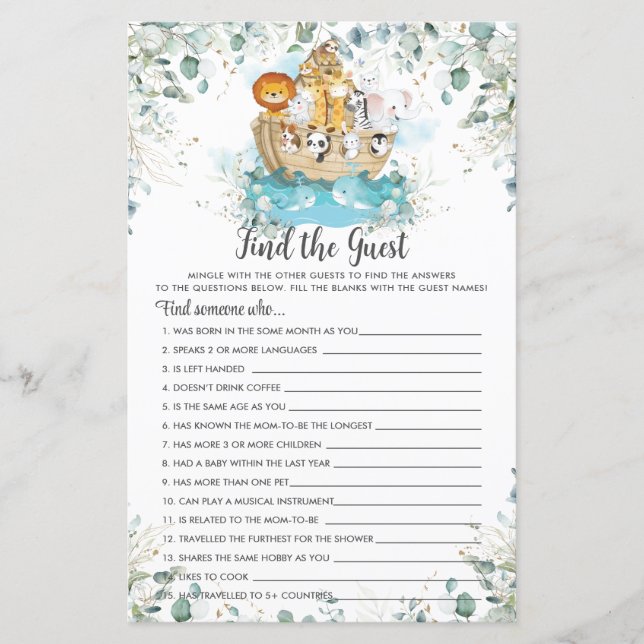 Lámina La vegetación arca de Noé encuentra el juego de la (Anverso)