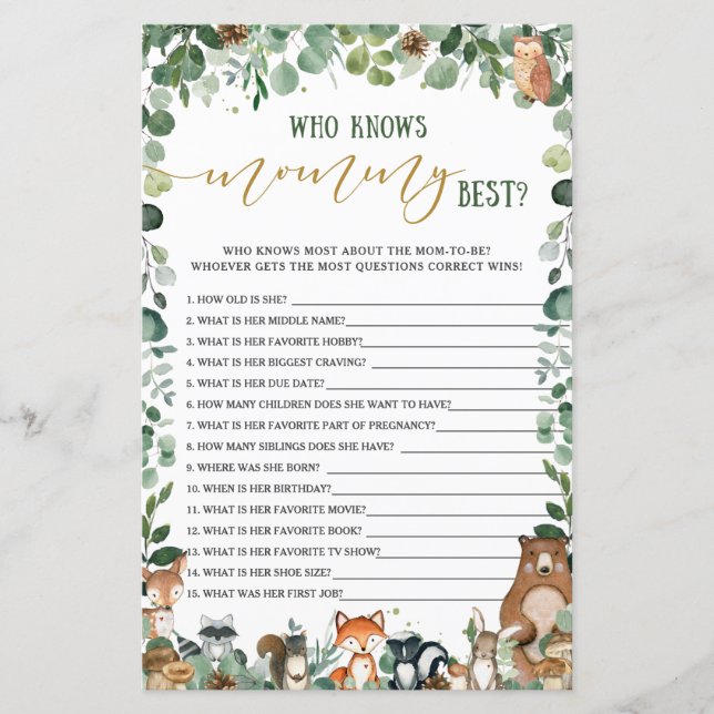 Lámina La vegetación de los animales de Woodland que cono (Anverso)