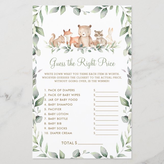 Lámina La vegetación de Woodland adivina el juego del beb (Anverso)