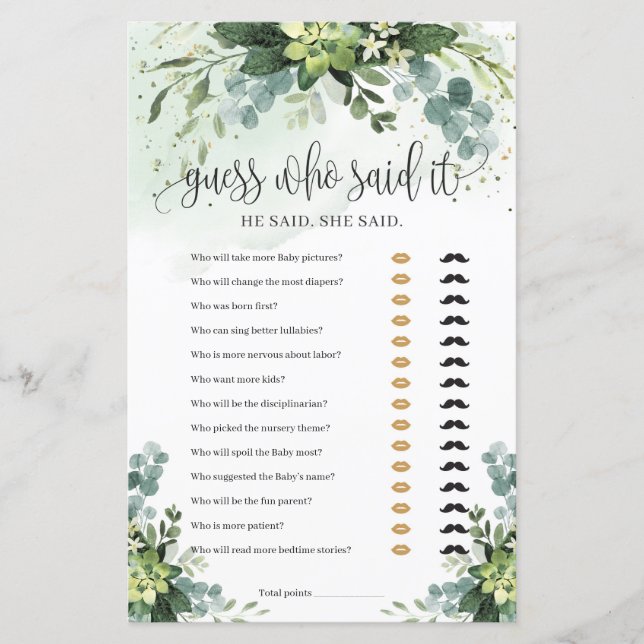 Lámina La vegetación moderna suculenta adivina quién dijo (Anverso)