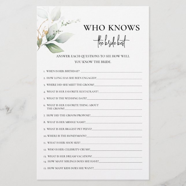 Lámina La vegetación que conoce el mejor juego de la novi (Anverso)