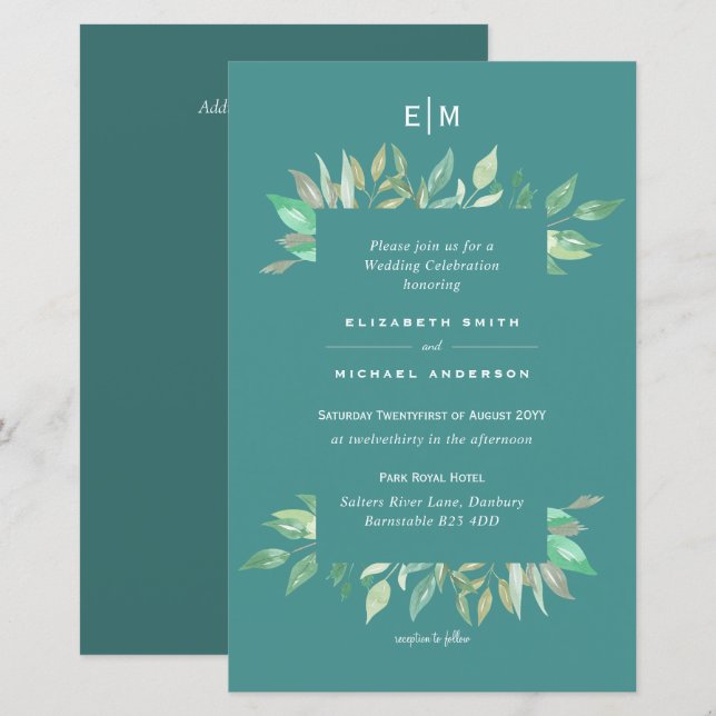 Lámina La vegetación verde azulada deja matrimonio presup (Anverso / Reverso)