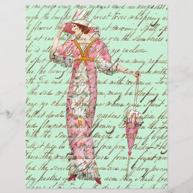 Lámina La vieja escritura de Woman Umbrella del siglo XIX (Anverso)