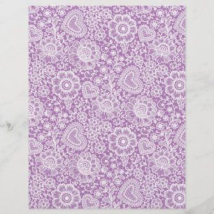 Lámina Lace blanco sobre papel de cuaderno de arte púrpur