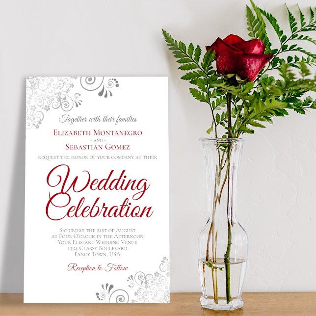Lámina Lacy Red & White BUDGET Wedding Invitado grande (Subido por el creador)