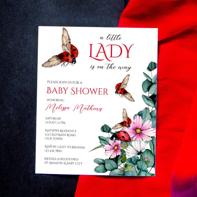 Lámina Lady bug pequeña señora baby ducha presupuesto inv (Subido por el creador)