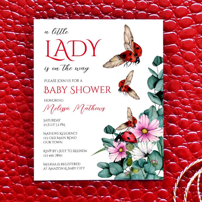 Lámina Lady bug pequeña señora baby ducha presupuesto inv (Subido por el creador)