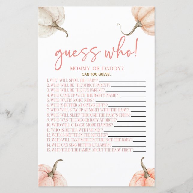 Lámina Las Calabazas Rosadas Caen Adivina Quién Es El Jue (Anverso)