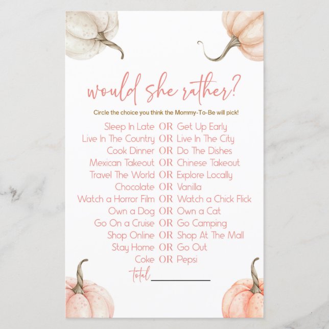 Lámina Las Calabazas Rosadas Prefieren Un Juego De Baby S (Anverso)