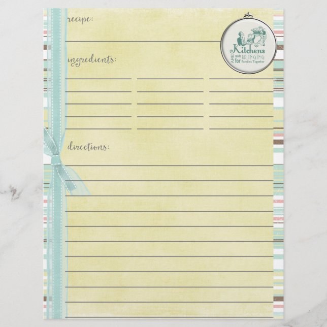 Lámina Las Cocinas Son Para La Receta De Doble Lado Inser (Anverso)