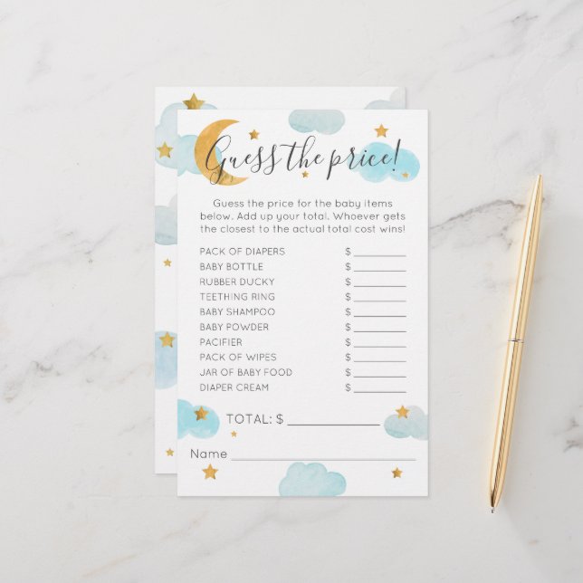 Lámina Las nubes Baby Shower de Moon & Stars adivinan el  (Anverso/Reverso In Situ)