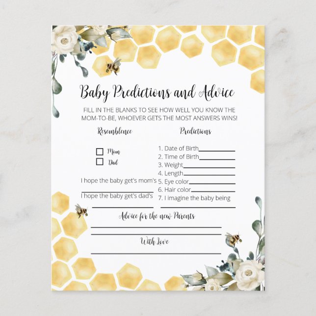 Lámina Las predicciones del bebé y el consejo son un jueg (Anverso)