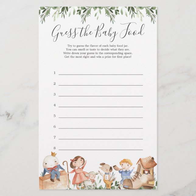 Lámina Las rimas de las enfermeras Baby Shower Adivinan C (Anverso)