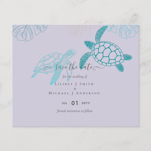 Lámina Las tortugas marinas Boda arte de línea moderna (Anverso)