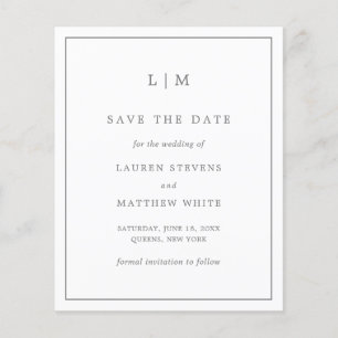 Lámina Lauren Gray Elegant Budget Wedding Save the Date