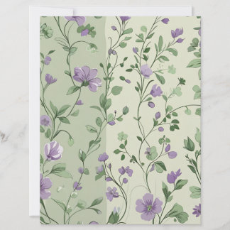 Lámina Lavanda y diseño floral verde