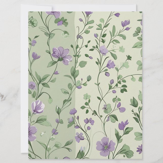 Lámina Lavanda y diseño floral verde (Anverso)