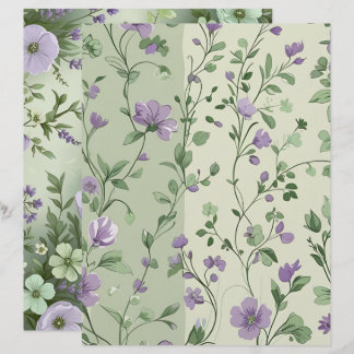 Lámina Lavanda y diseño floral verde