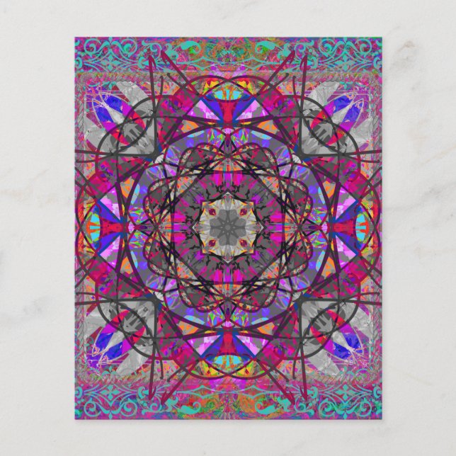 Lámina Lavender Aqua Boho Mandala Scrapbook Paper (Anverso)