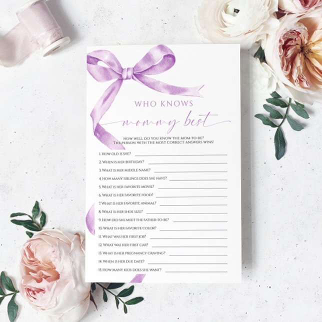 Lámina Lavender Bow quien conoce a mamá mejor juego (Subido por el creador)