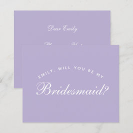 Lámina Lavender Bridesmaid Propuesta Simple Script Presup