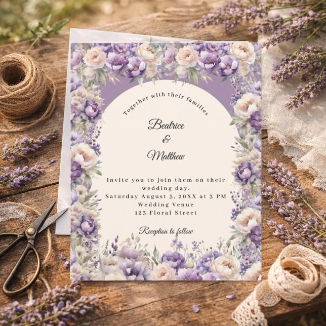 Lámina Lavender champagne cream arch wedding invitation (Subido por el creador)