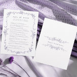Lámina Lavender 'Pass the Poem' Bridal Shower Game<br><div class="desc">Elegant Victorian French lavender floral 'Pass the Poem' bridal shower game with custom text on the back. For more advanced customization of this design,  please click the DESIGN TOOL BUTTON above!</div>