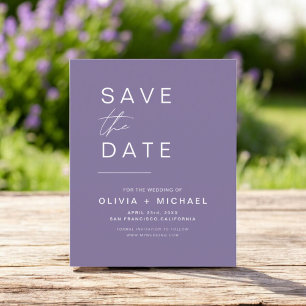 Lámina Lavender Purple Elegant Save the Date Minimalista